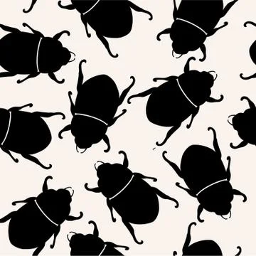 Elegant seamless pattern with black bugs for your design Illustrazione stock