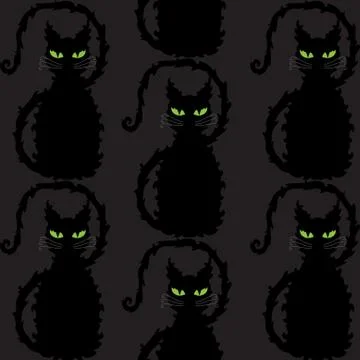 Elegant seamless pattern with black cats for your design Illustrazione stock