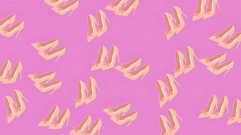 Elegant Seamless Pattern of Bridal High Heel Pumps with Bows on a Soft Pink.. Stockillustratie