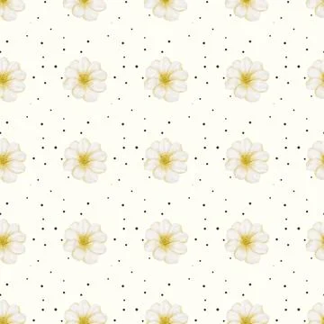 Elegant seamless pattern of cherry blossoms on light background with dotted.. Stock-Illustration