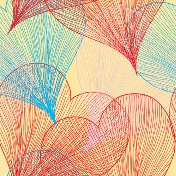 Elegant seamless pattern with decorative abstract hearts, design element Stock Illustration