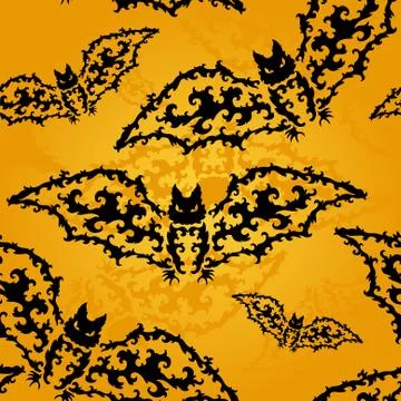 Elegant seamless pattern with decorative bats for your design Stock Illustration
