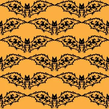 Elegant seamless pattern with decorative bats for your design Stock Illustration