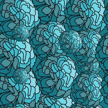 Elegant seamless pattern with decorative blue flowers, design element Illustrazione stock