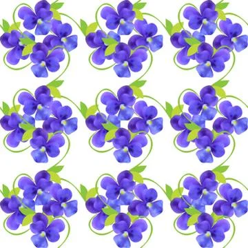 Elegant seamless pattern with decorative blue pansies, design element Stock Illustration