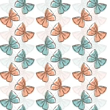 Elegant seamless pattern with decorative bows, design element イラスト素材
