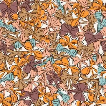 Elegant seamless pattern with decorative bows, design elemen Stock Illustration