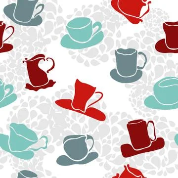Elegant seamless pattern with decorative coffee cups for your design Stock Illustration