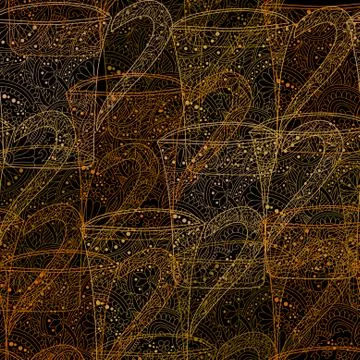 Elegant seamless pattern with decorative coffee (tea) cups, design element Illustrazione stock