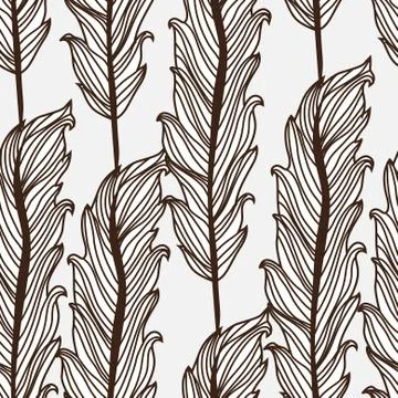 Elegant seamless pattern with decorative feathers for your design Stock Illustration
