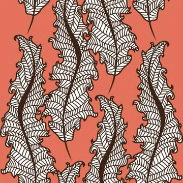 Elegant seamless pattern with decorative feathers for your design Stock Illustration