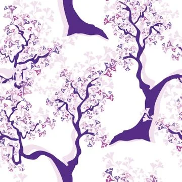 Elegant seamless pattern with decorative floral trees, design element Stock Illustration