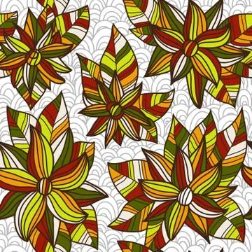 Elegant seamless pattern with decorative flowers, design element Stock Illustration