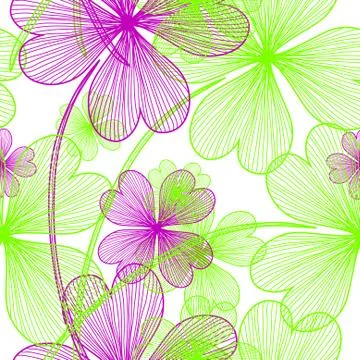 Elegant seamless pattern with decorative four leaf clovers, design element Illustrazione stock