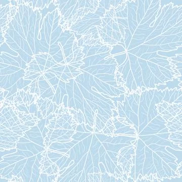 Elegant seamless pattern with decorative grape leaves, design element Stock Illustration