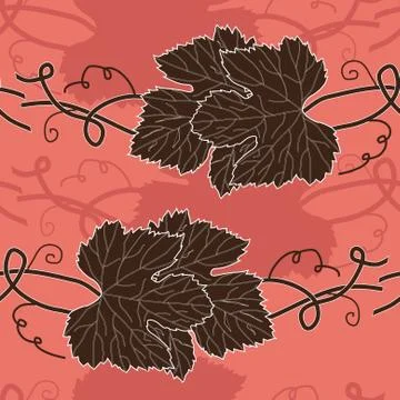 Elegant seamless pattern with decorative grape leaves for your design Stock Illustration