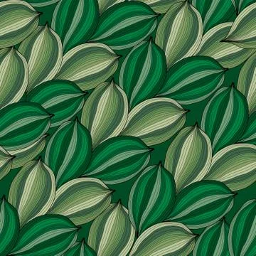 Elegant seamless pattern with decorative green leaves, design element Stock Illustration