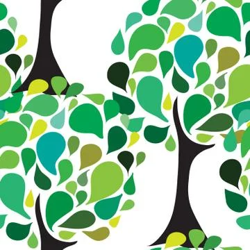 Elegant seamless pattern with decorative green trees, design element Stock Illustration