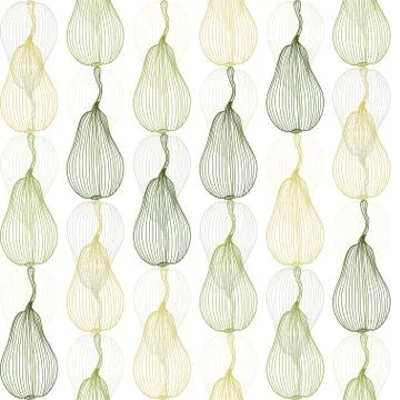 Elegant seamless pattern with decorative green pears. healthy food background Stock Illustration