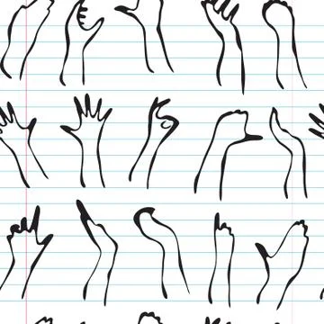 Elegant seamless pattern with decorative human hands silhouettes, design element Stock Illustration