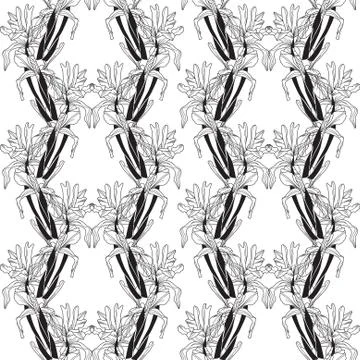 Elegant seamless pattern with decorative iris flowers for your design Stock Illustration