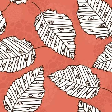 Elegant seamless pattern with decorative leaves for your design Stock Illustration
