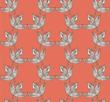 Elegant seamless pattern with decorative leaves for your design Stock Illustration
