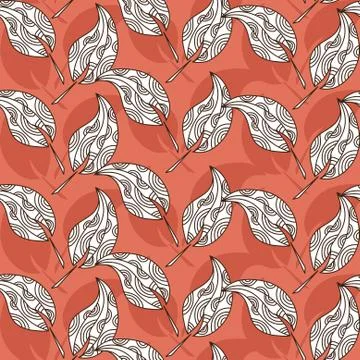 Elegant seamless pattern with decorative leaves for your design Stock Illustration