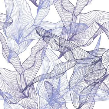 Elegant seamless pattern with decorative leaves, design element Stock Illustration