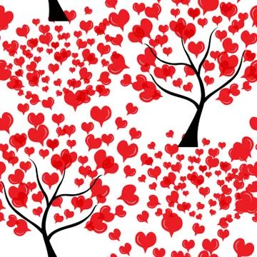 Elegant seamless pattern with decorative love trees for your design Stock Illustration