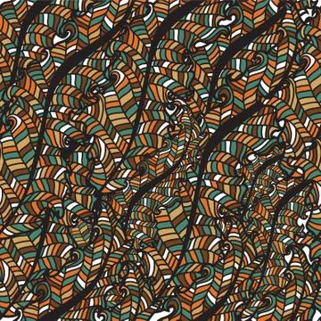 Elegant seamless pattern with decorative multicolor feathers, design element Stock Illustration