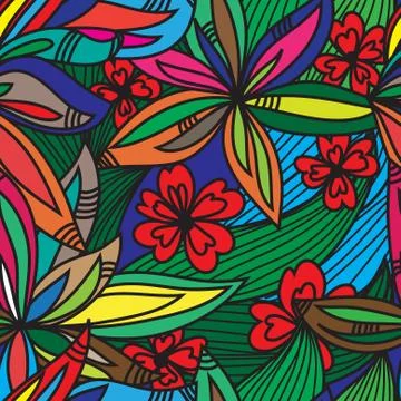 Elegant seamless pattern with decorative multicolor flowers, design element Stock Illustration