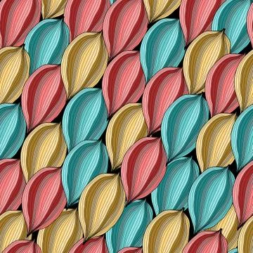 Elegant seamless pattern with decorative multicolor leaves, design element Stock Illustration