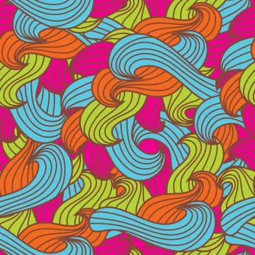 Elegant seamless pattern with decorative multicolor waves, design element Stock Illustration