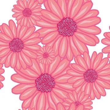 Elegant seamless pattern with decorative pink flowers, design element Stock Illustration