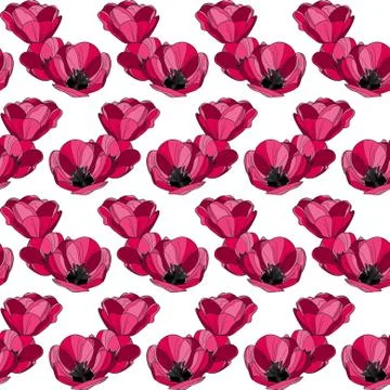Elegant seamless pattern with decorative pink tulips, design element Stock Illustration