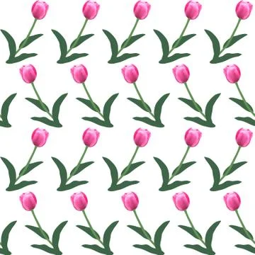 Elegant seamless pattern with decorative pink tulips, design element Stock Illustration