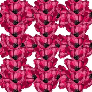 Elegant seamless pattern with decorative pink tulips, design element Stock Illustration