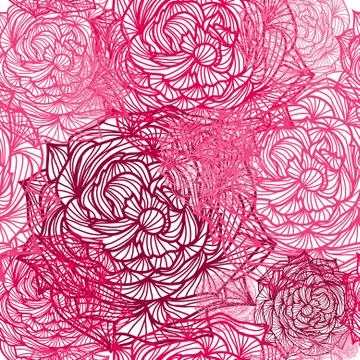 Elegant seamless pattern with decorative pink and red roses, design element Stock Illustration