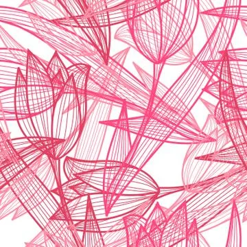 Elegant seamless pattern with decorative pink tulips, design element Stock Illustration