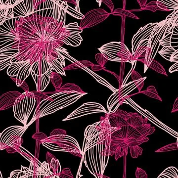 Elegant seamless pattern with decorative pink roses, design element Stock Illustration