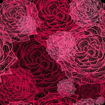 Elegant seamless pattern with decorative pink and red roses, design element Illustrazione stock