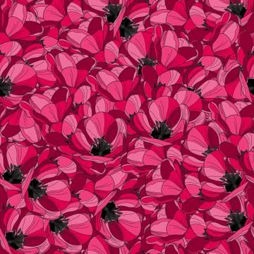 Elegant seamless pattern with decorative pink tulips, design element Illustrazione stock