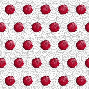 Elegant seamless pattern with decorative red roses, design element Stock Illustration