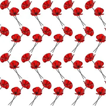 Elegant seamless pattern with decorative red poppies, design element Stock Illustration