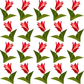 Elegant seamless pattern with decorative red tulips, design element Stock Illustration