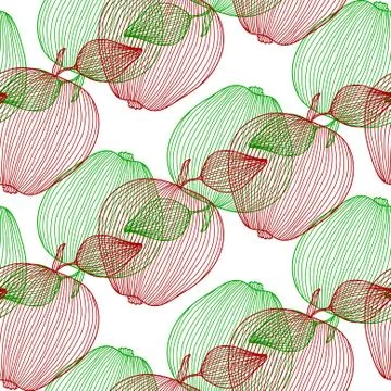 Elegant seamless pattern with decorative red and green apples, design element Stock Illustration