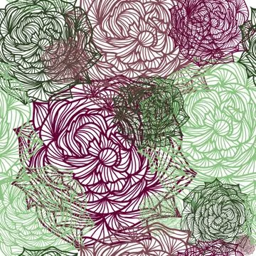 Elegant seamless pattern with decorative roses, design element Stock Illustration