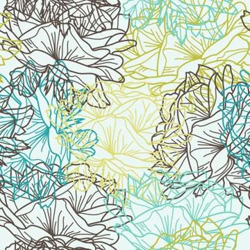Elegant seamless pattern with decorative roses for your design Stock Illustration