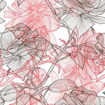 Elegant seamless pattern with decorative roses for your design Stock Illustration